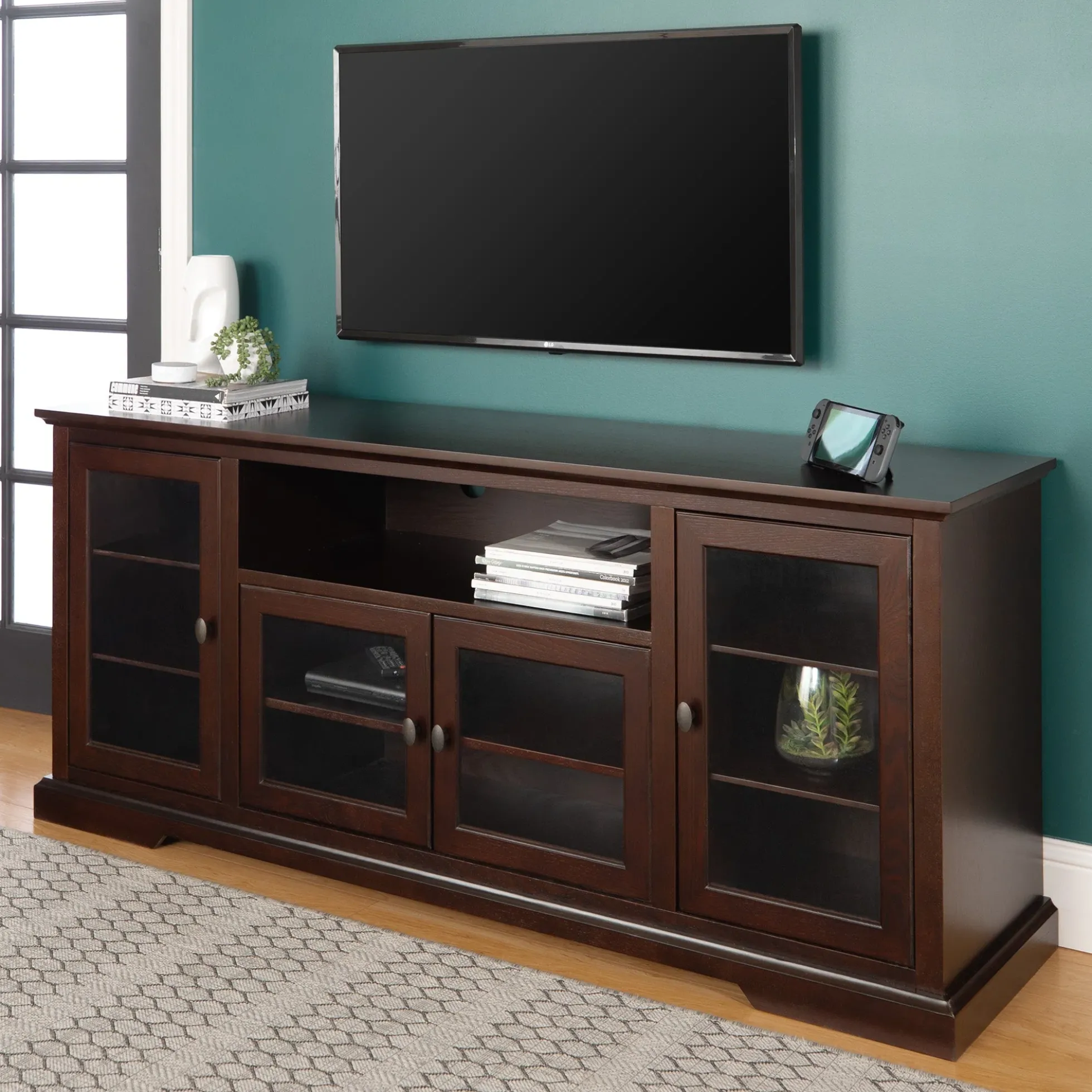 70" Highboy Style Wood TV Stand