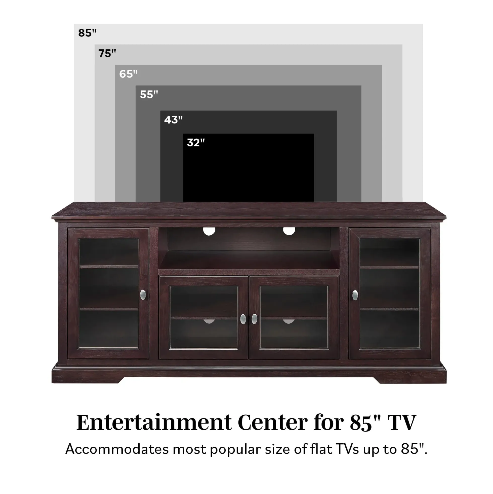 70" Highboy Style Wood TV Stand