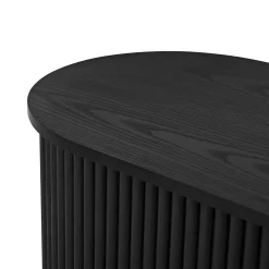 3 Piece Fluted Teak TV Stand & Coffee Table Set with Storage