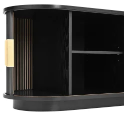 3 Piece Fluted Teak TV Stand & Coffee Table Set with Storage