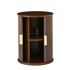 3 Piece Fluted Teak TV Stand & Coffee Table Set with Storage