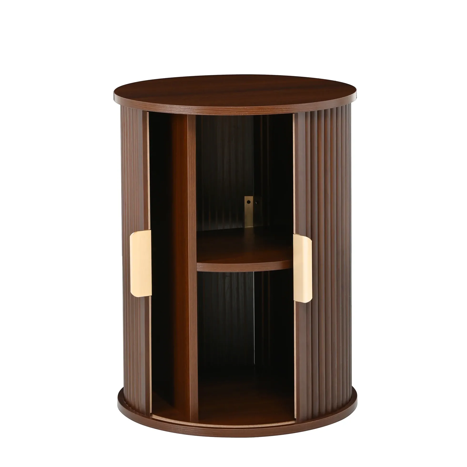3 Piece Fluted Teak TV Stand & Coffee Table Set with Storage