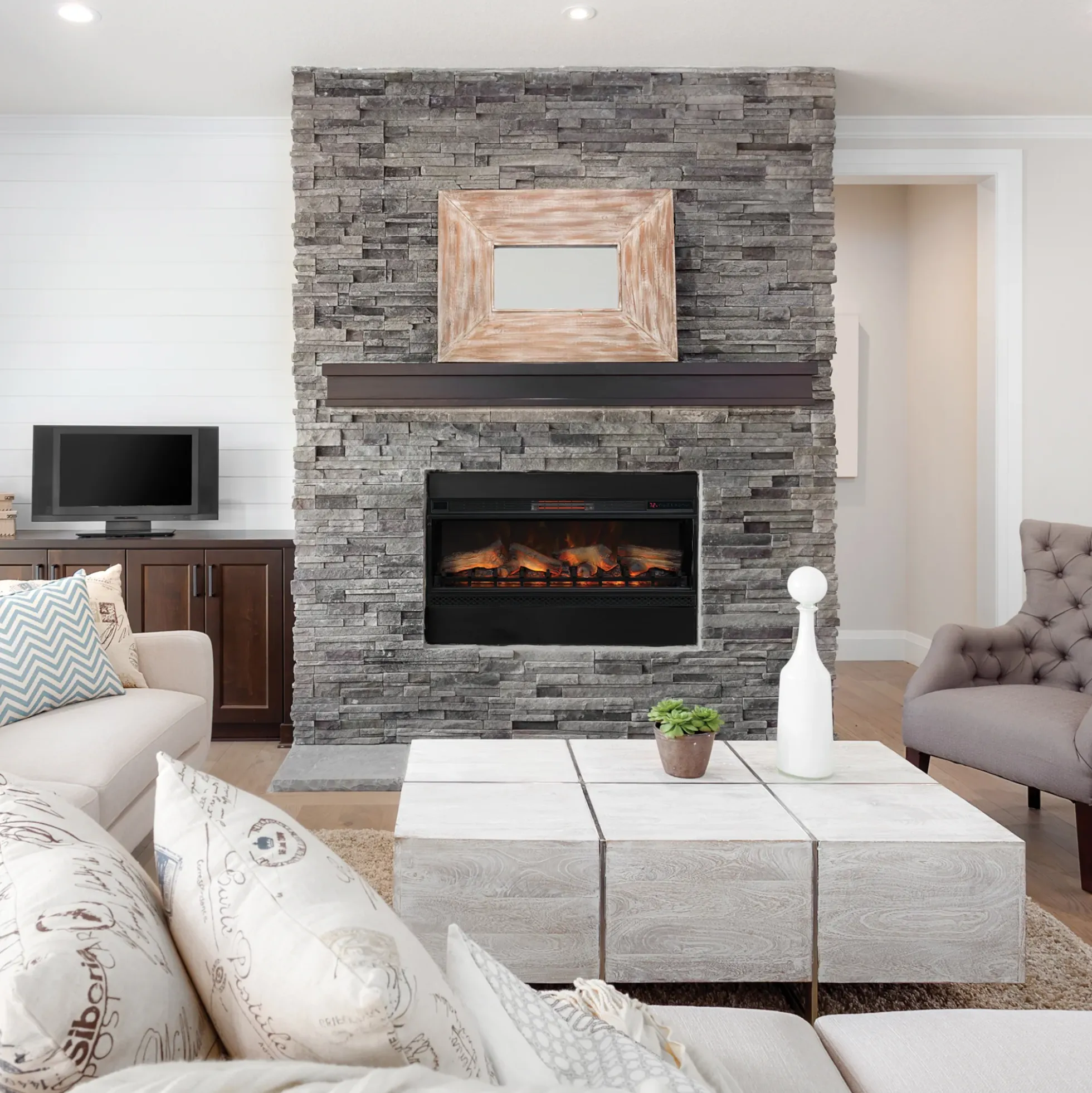 42" Recessed/Wall-Mount Infrared Quartz Electric Fireplace Insert