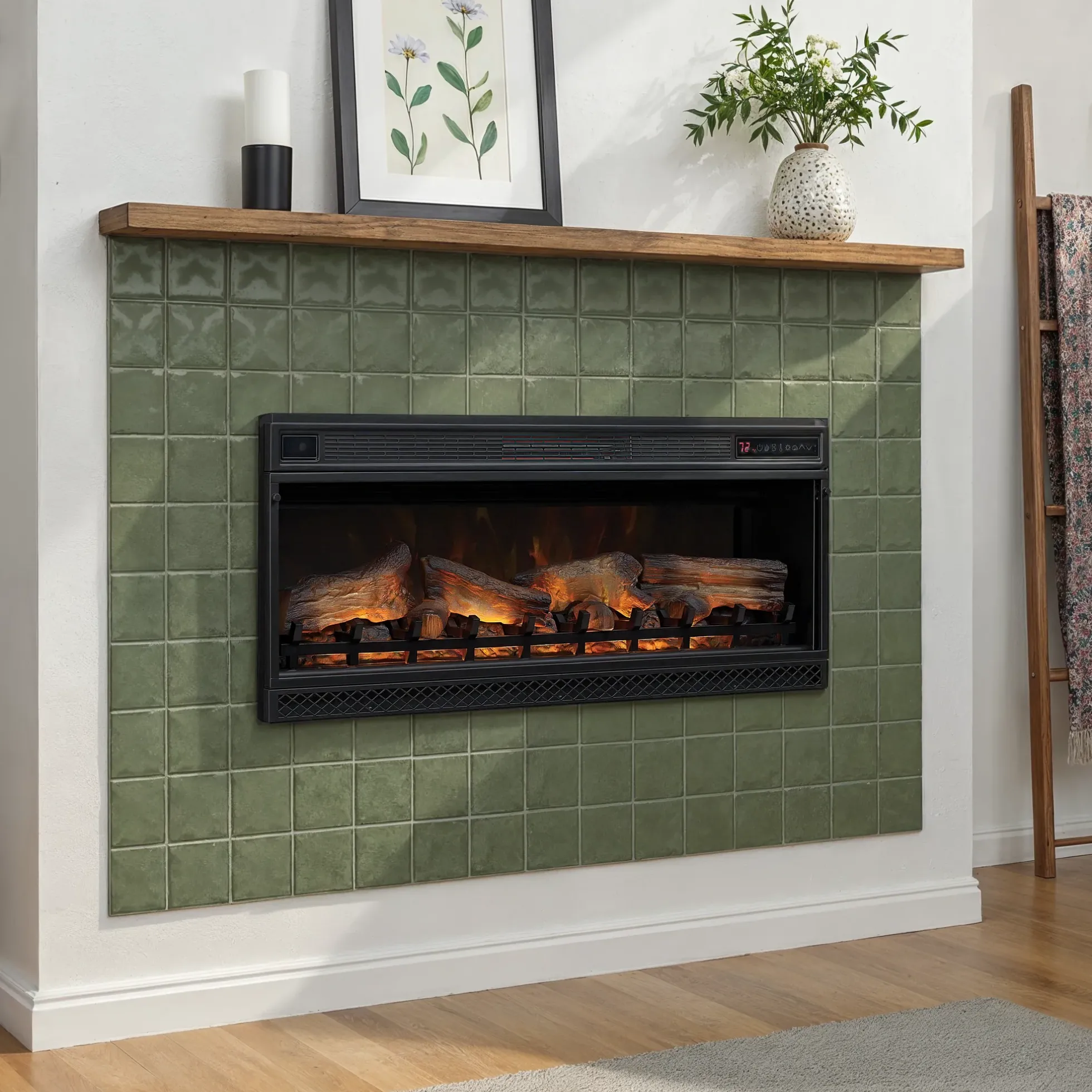 42" Recessed/Wall-Mount Infrared Quartz Electric Fireplace Insert