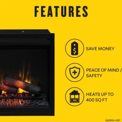 36” Recessed/Wall-Mount Traditional Electric Fireplace Insert with Remote