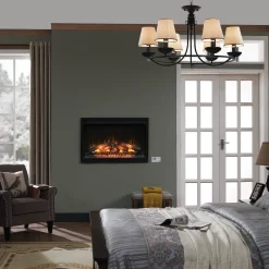 36” Recessed/Wall-Mount Traditional Electric Fireplace Insert with Remote