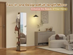 360° Rotating 69'x16' Multifunctional Full Length Mirror with Storage