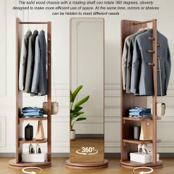 360° Rotating 69'x16' Multifunctional Full Length Mirror with Storage