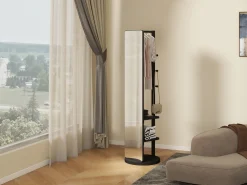 360° Rotating 69'x16' Multifunctional Full Length Mirror with Storage