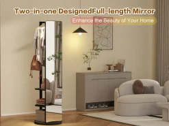 360° Rotating 69'x16' Multifunctional Full Length Mirror with Storage