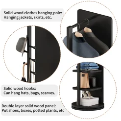 360° Rotating 69'x16' Multifunctional Full Length Mirror with Storage