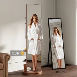 360° Rotating 69'x16' Multifunctional Full Length Mirror with Storage