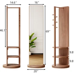 360° Rotating 69'x16' Multifunctional Full Length Mirror with Storage