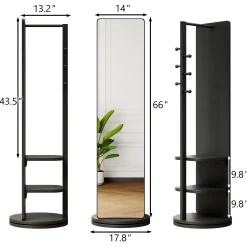 360° Rotating 69'x16' Multifunctional Full Length Mirror with Storage