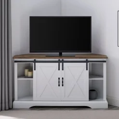 52" Sliding Barn Door Corner TV Stand