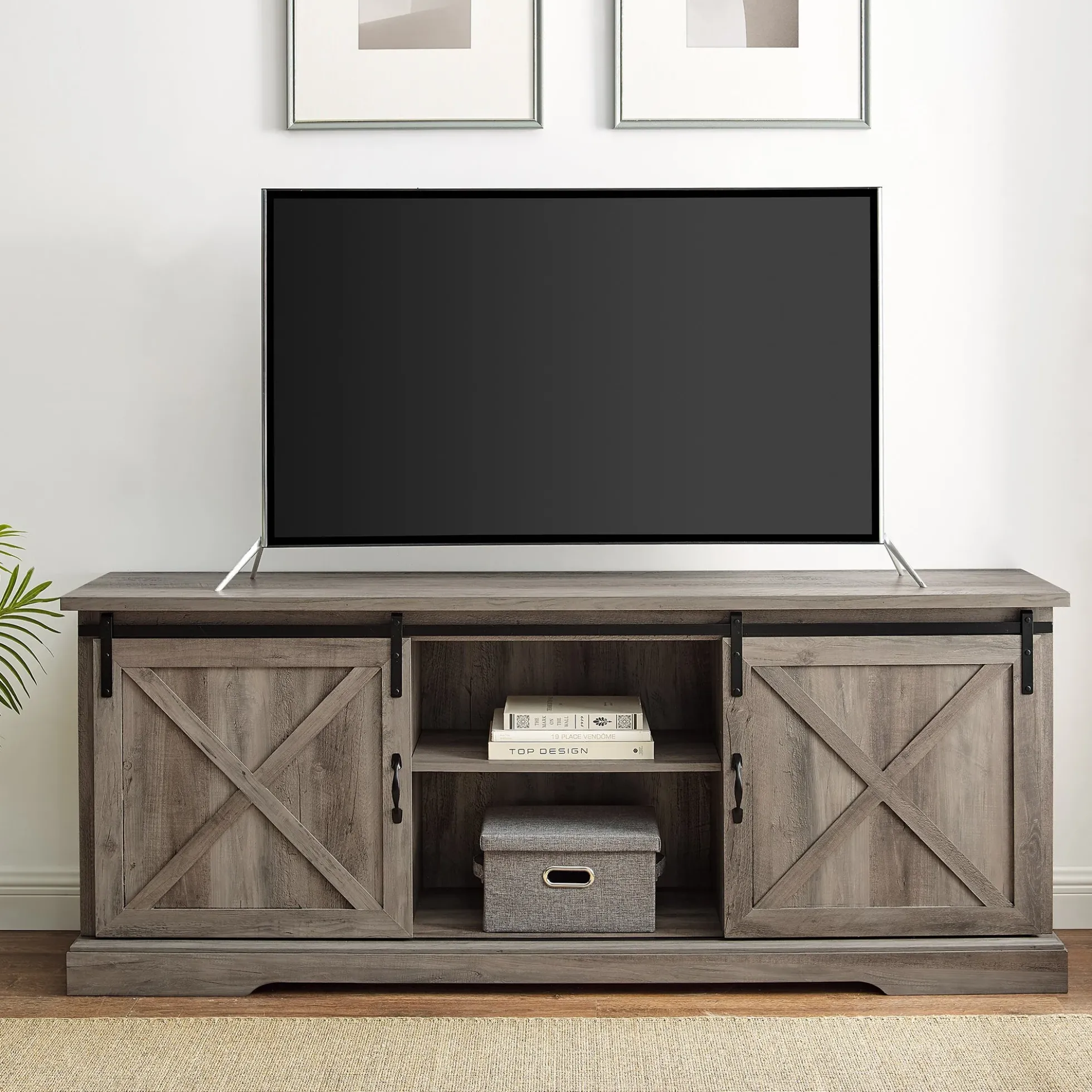 70" Sliding Barn Door TV Console