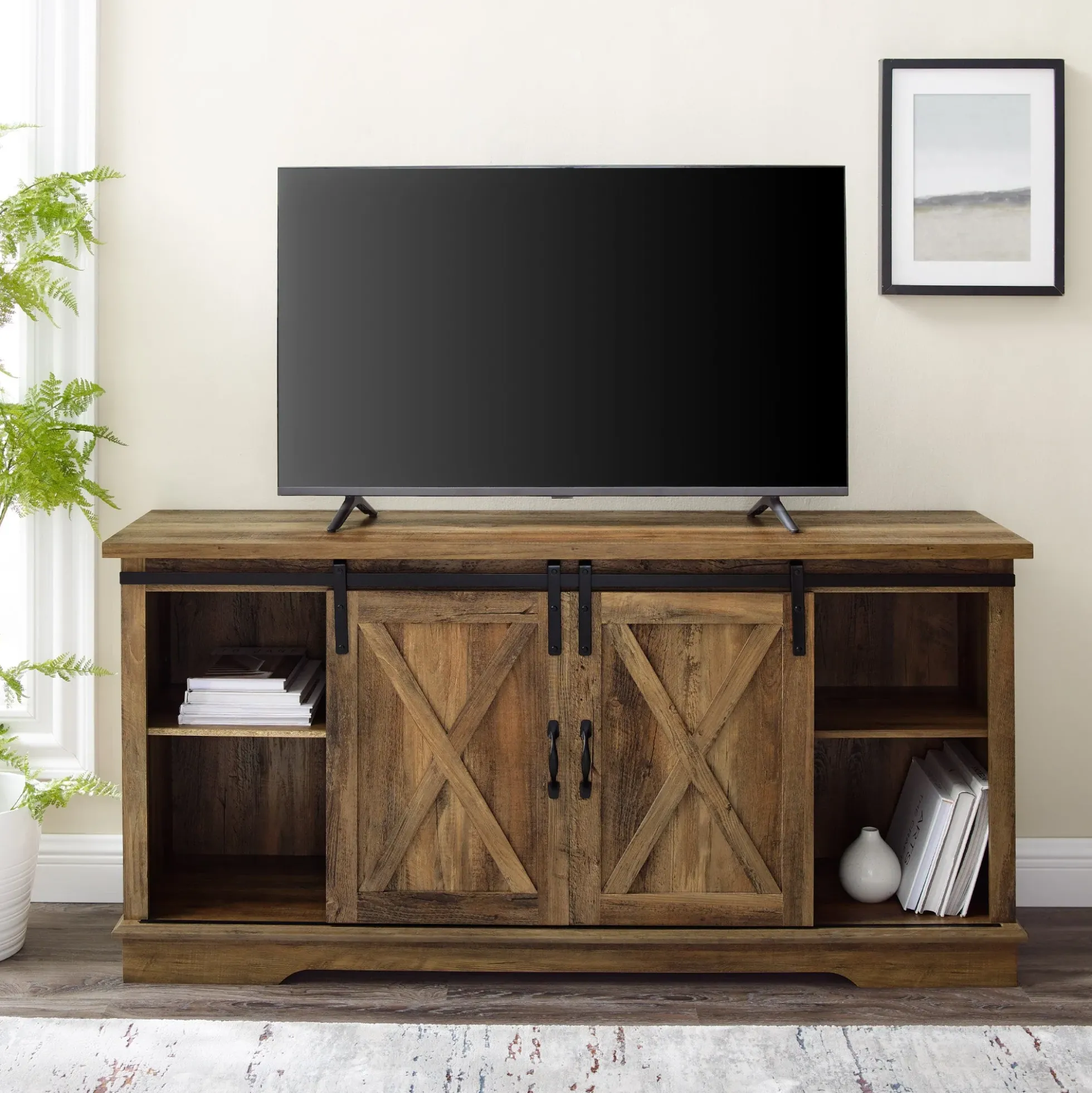 58" Sliding Barn Door TV Stand