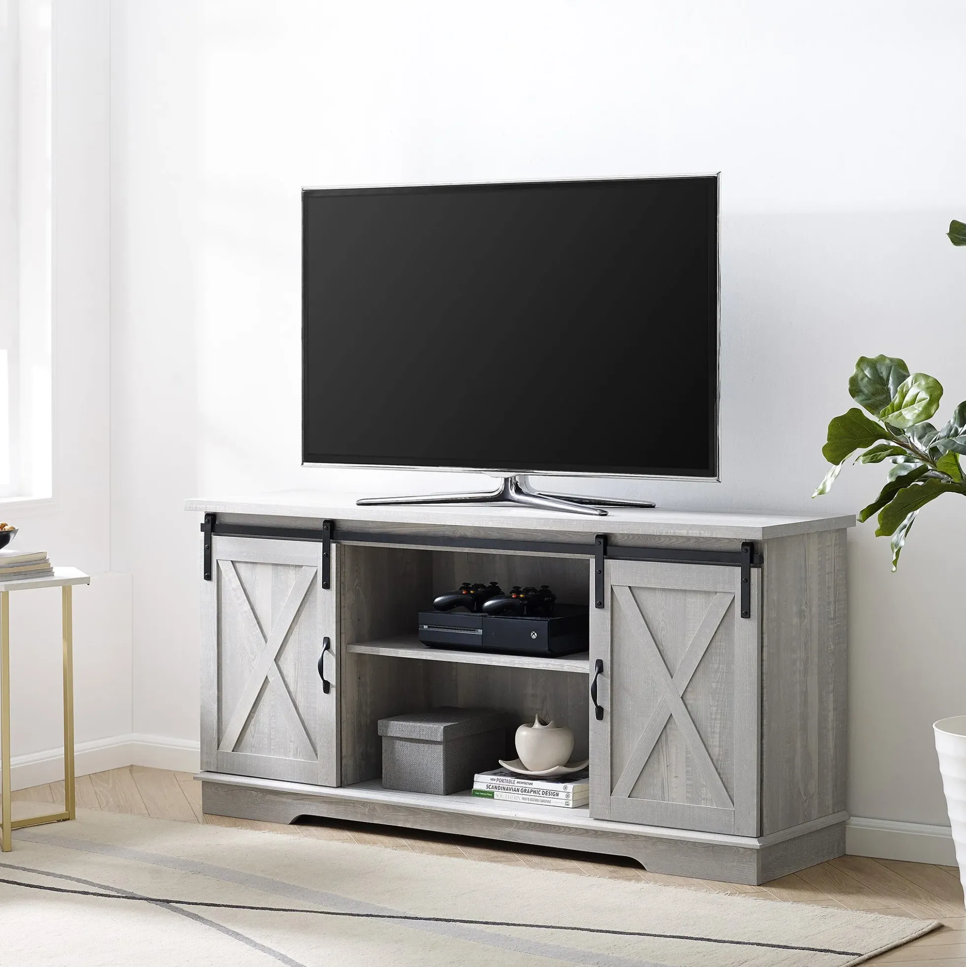 58" Sliding Barn Door TV Stand