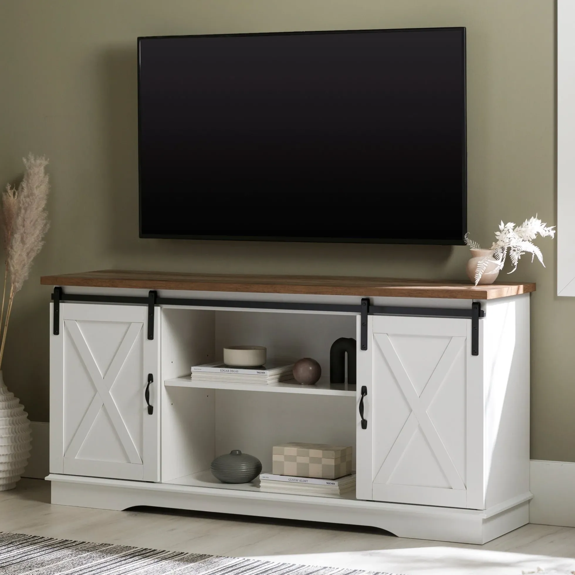 58" Sliding Barn Door TV Stand