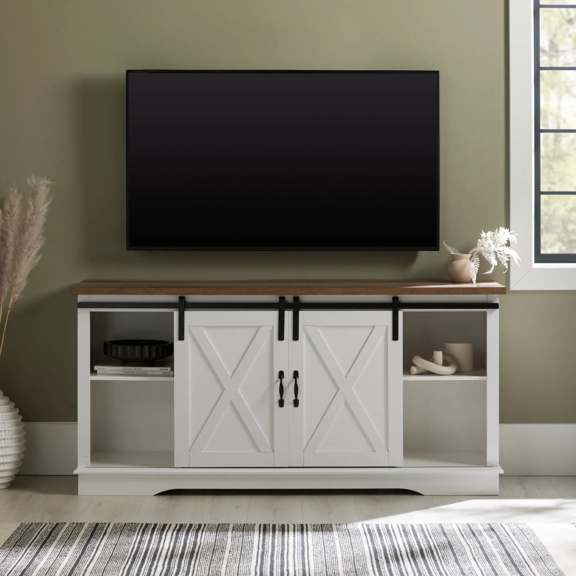 58" Sliding Barn Door TV Stand