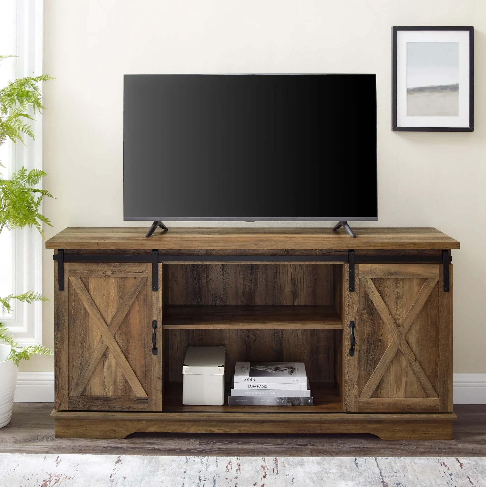 58" Sliding Barn Door TV Stand