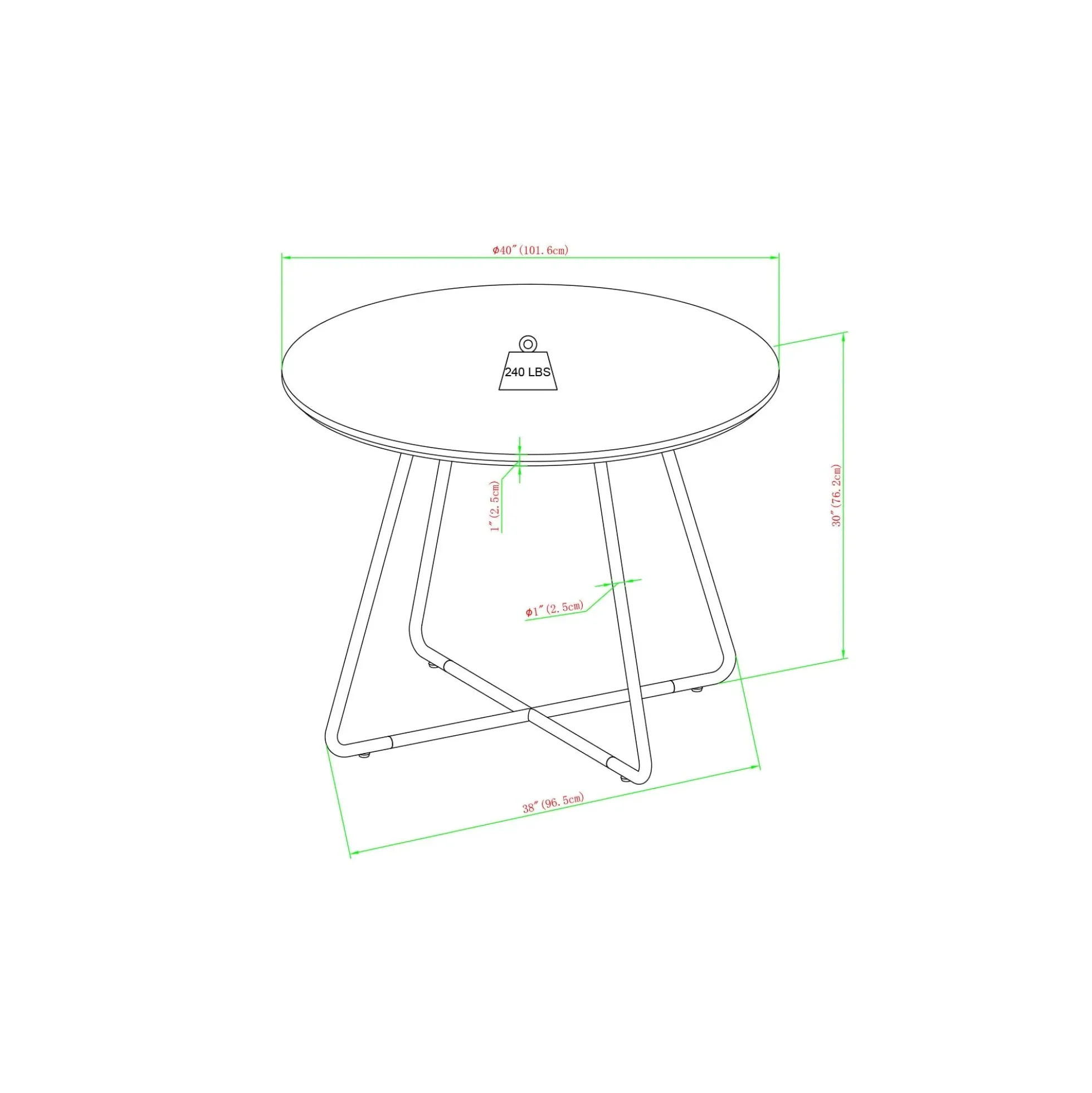 Alex 40" Modern Veneer and Metal Round Dining Table