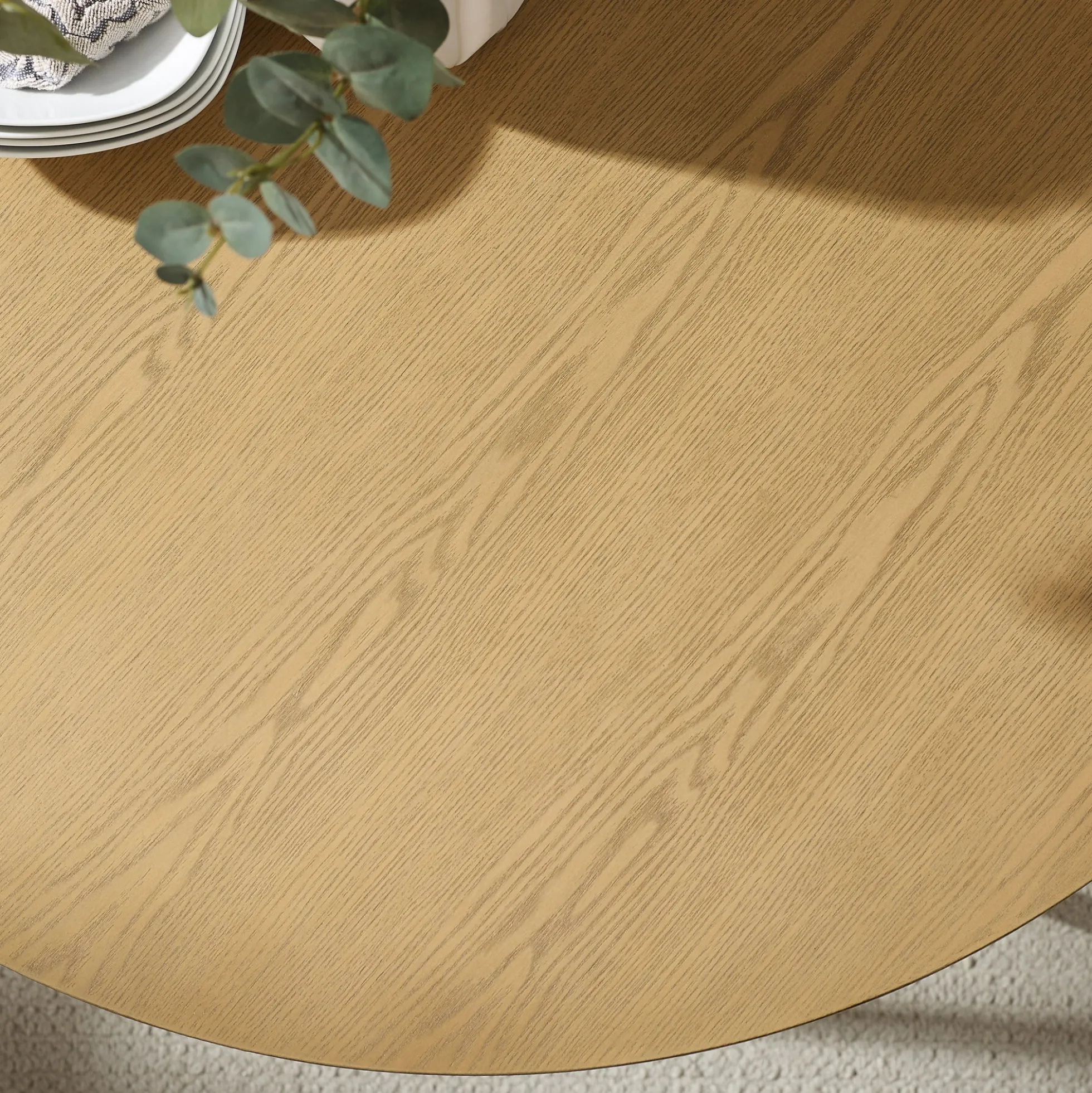 Alex 40" Modern Veneer and Metal Round Dining Table