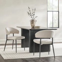 Alexis Modern Upholstered Curved Dining Chair, set of 2