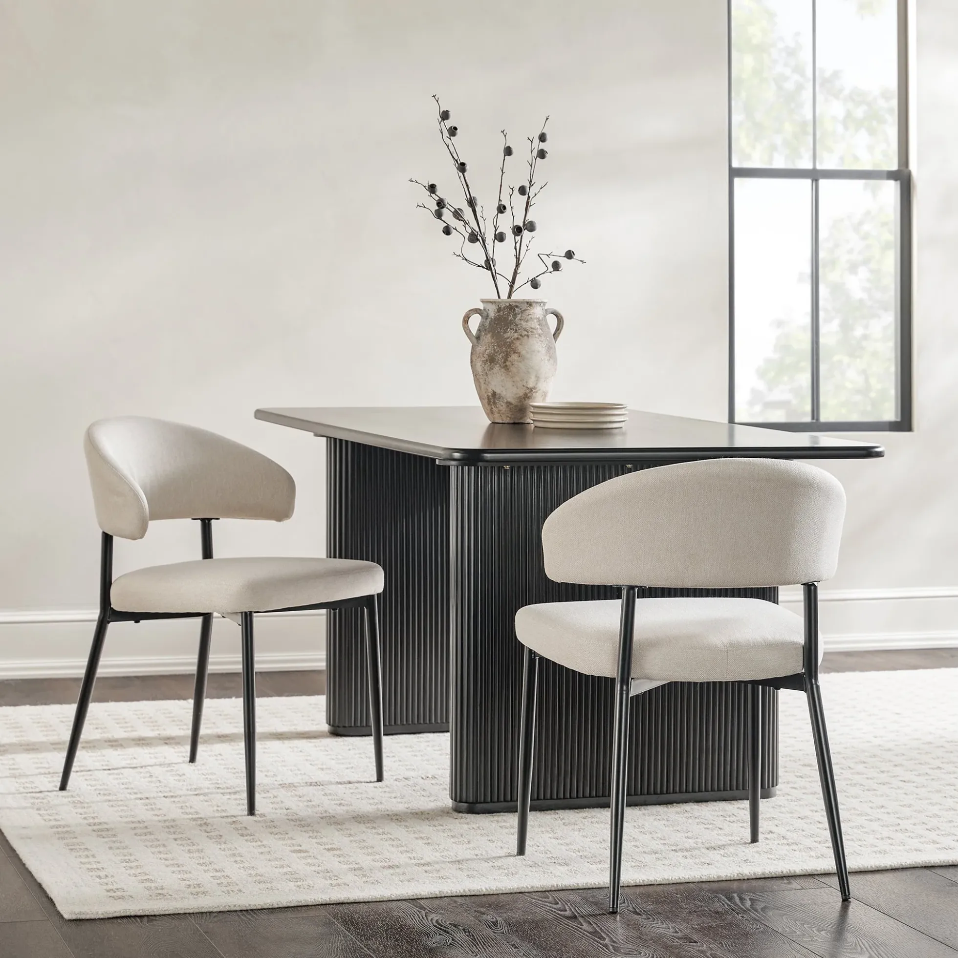 Alexis Modern Upholstered Curved Dining Chair, set of 2