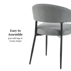 Alexis Modern Upholstered Curved Dining Chair, set of 2