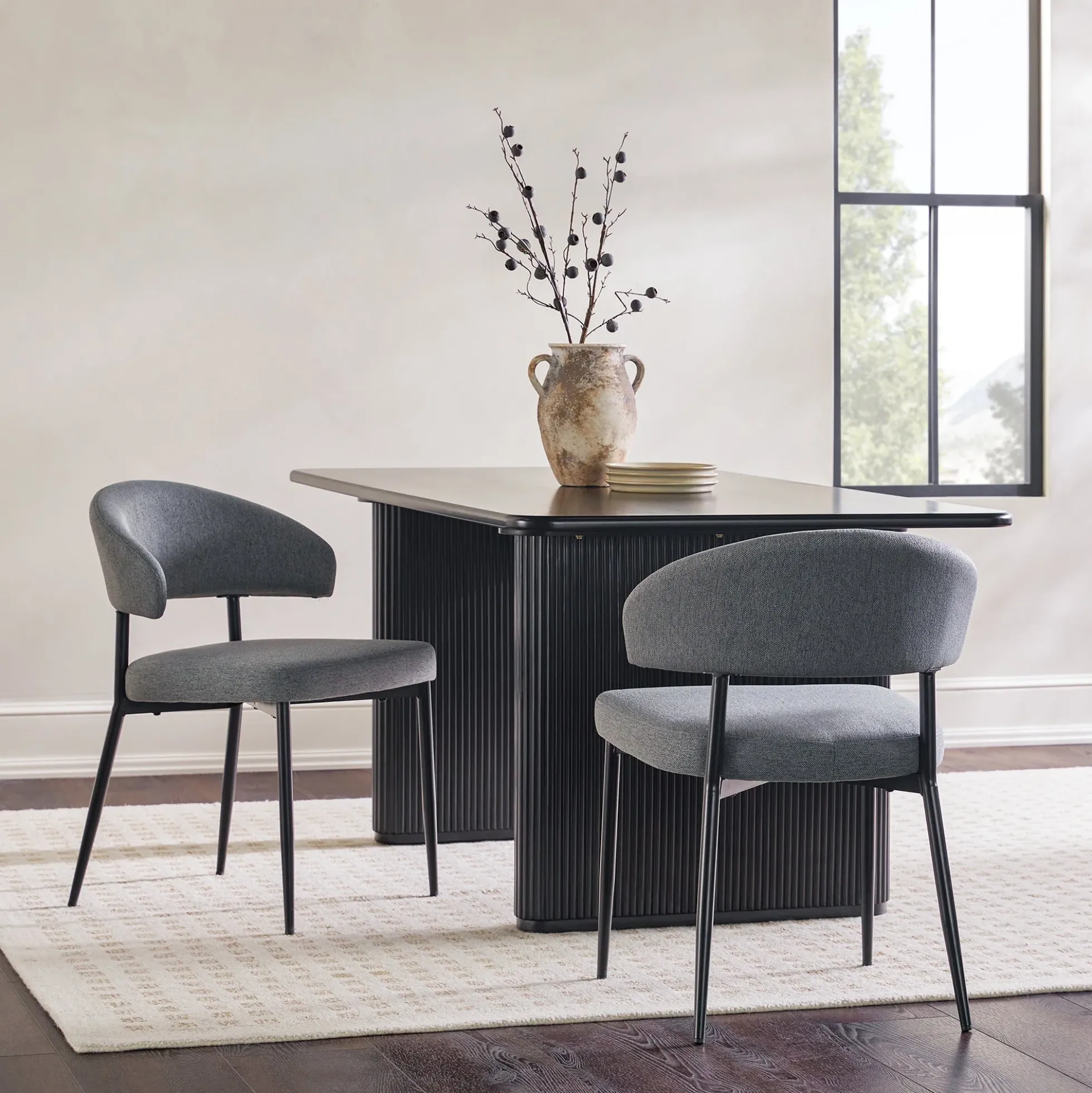 Alexis Modern Upholstered Curved Dining Chair, set of 2