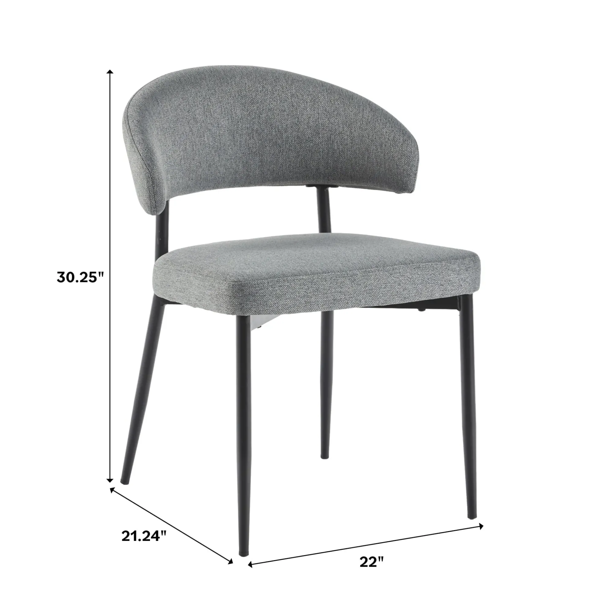 Alexis Modern Upholstered Curved Dining Chair, set of 2