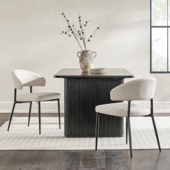 Alexis Modern Upholstered Curved Dining Chair, set of 2