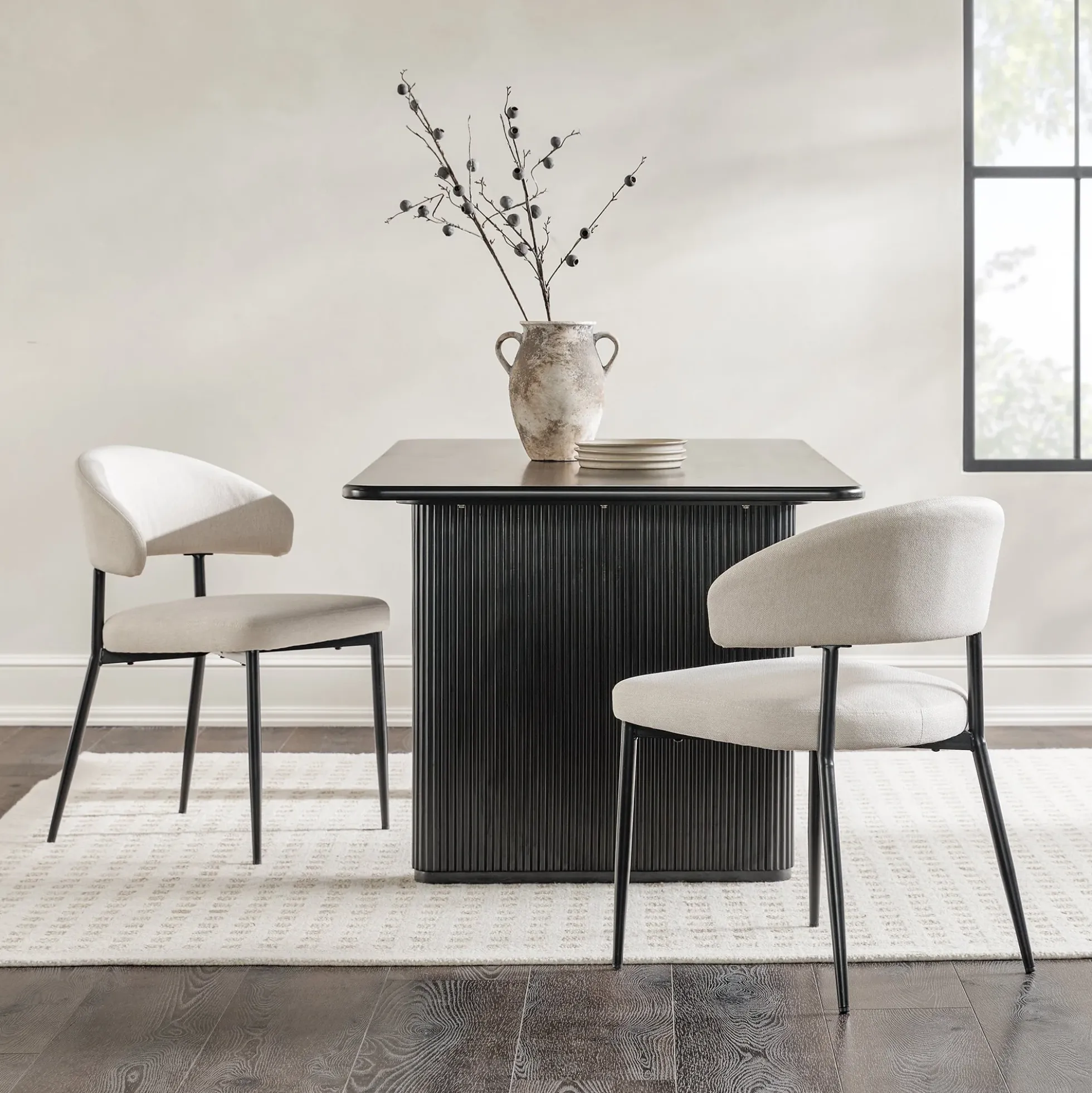 Alexis Modern Upholstered Curved Dining Chair, set of 2