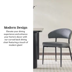 Alexis Modern Upholstered Curved Dining Chair, set of 2