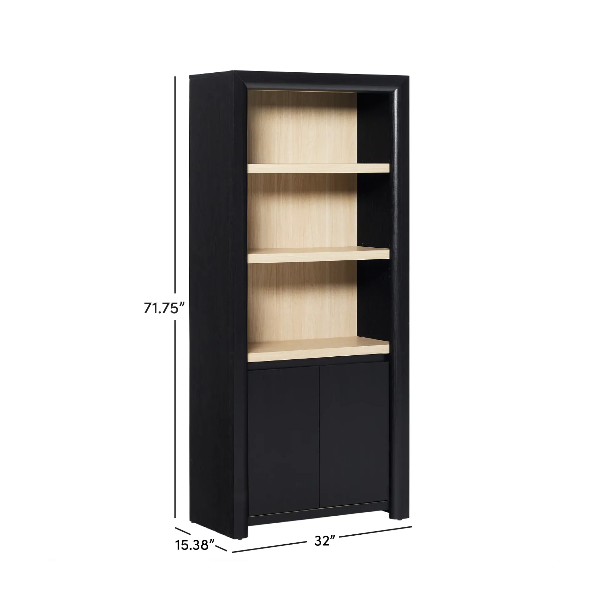 Amira Modern Wood Bookshelf with Storage Cabinet