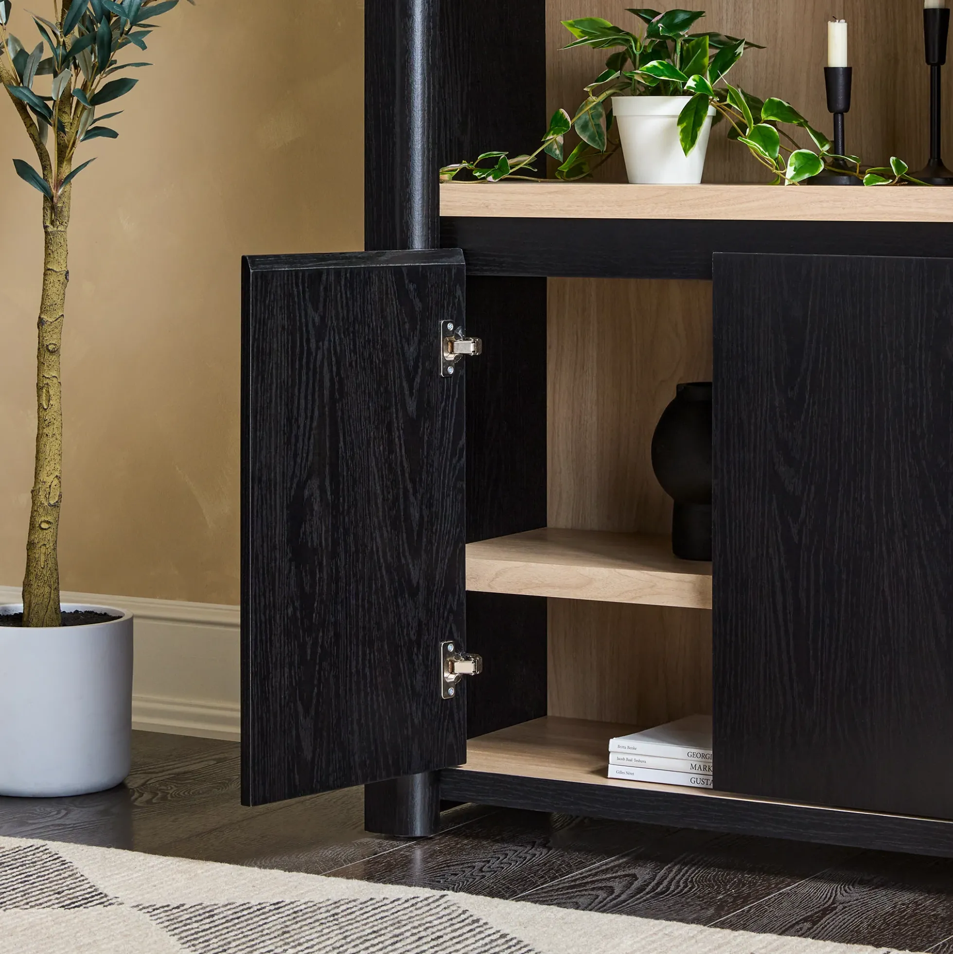 Amira Modern Wood Bookshelf with Storage Cabinet