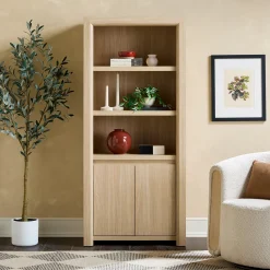 Amira Modern Wood Bookshelf with Storage Cabinet