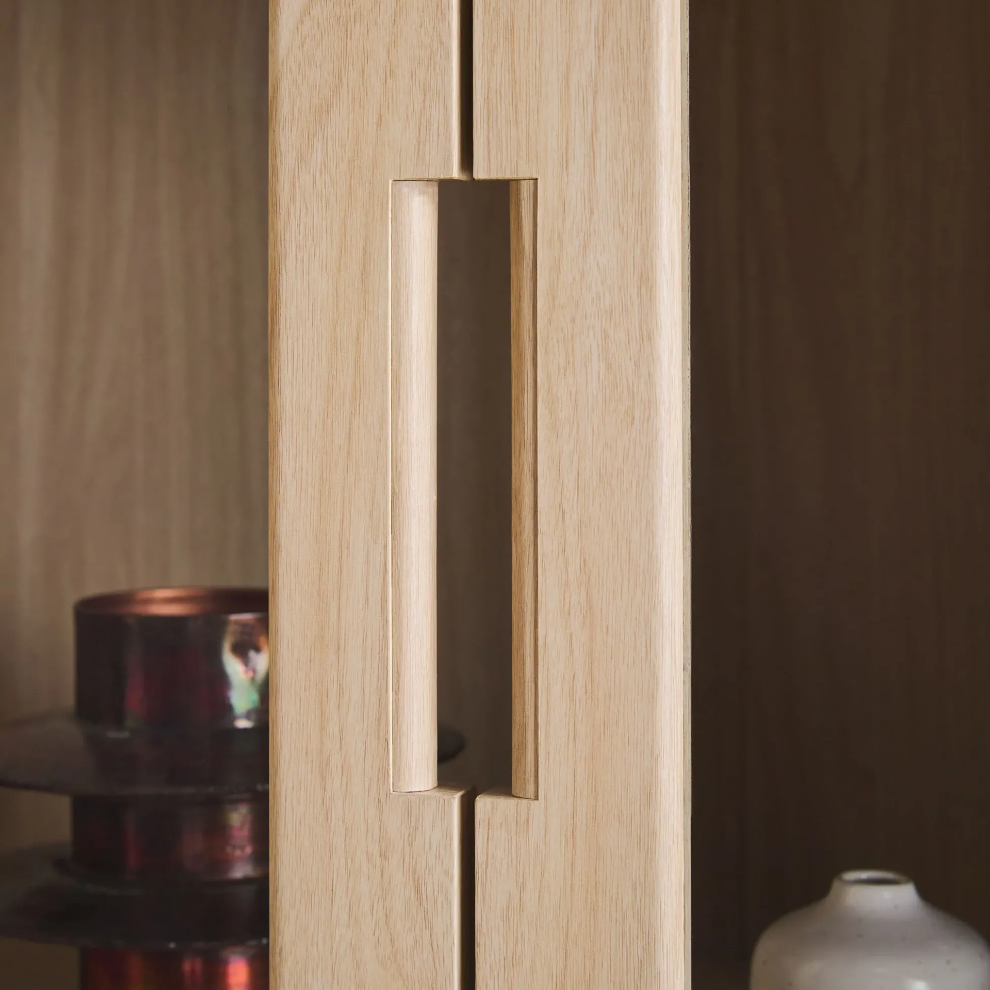 Amira Modern Wood Bookshelf with Glass Doors and Drawer Storage