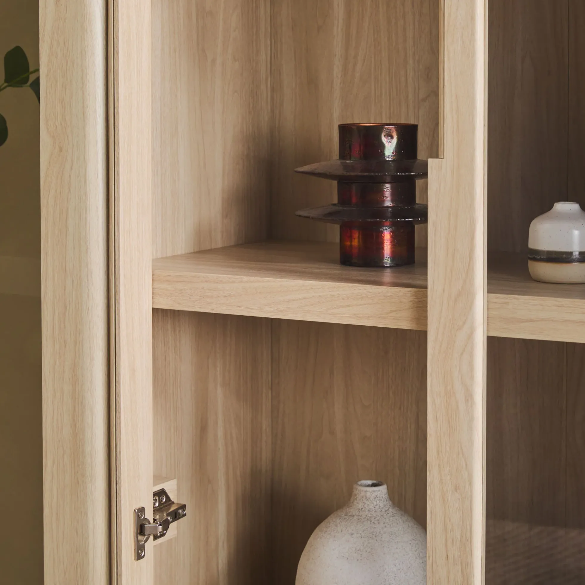 Amira Modern Wood Bookshelf with Glass Doors and Drawer Storage