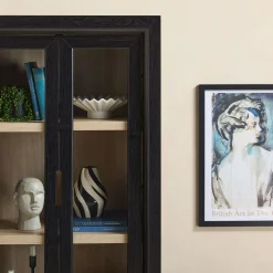 Amira Modern Wood Bookshelf with Glass Doors and Drawer Storage