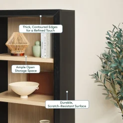 Amira Modern Wood Open Bookshelf