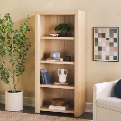 Amira Modern Wood Open Bookshelf