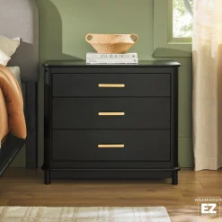 Annette Contemporary 3-Drawer Wood Nightstand