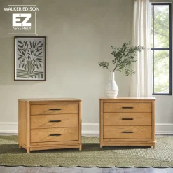 Annette Contemporary 3-Drawer Wood Nightstand