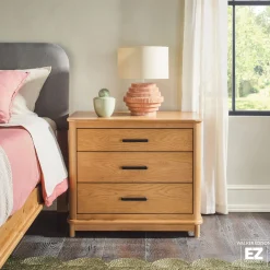 Annette Contemporary 3-Drawer Wood Nightstand