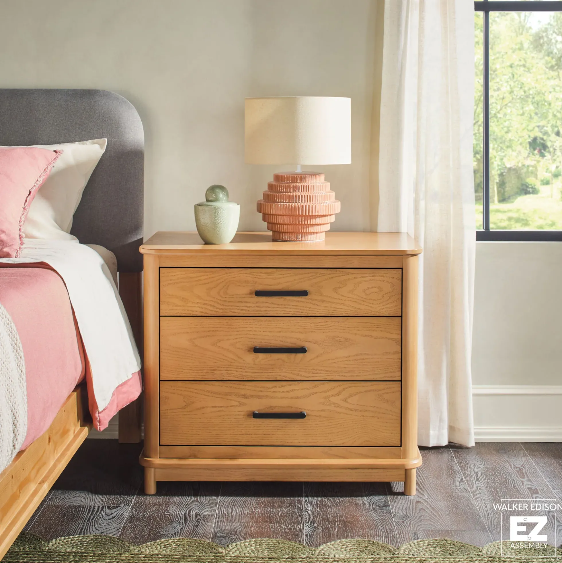 Annette Contemporary 3-Drawer Wood Nightstand