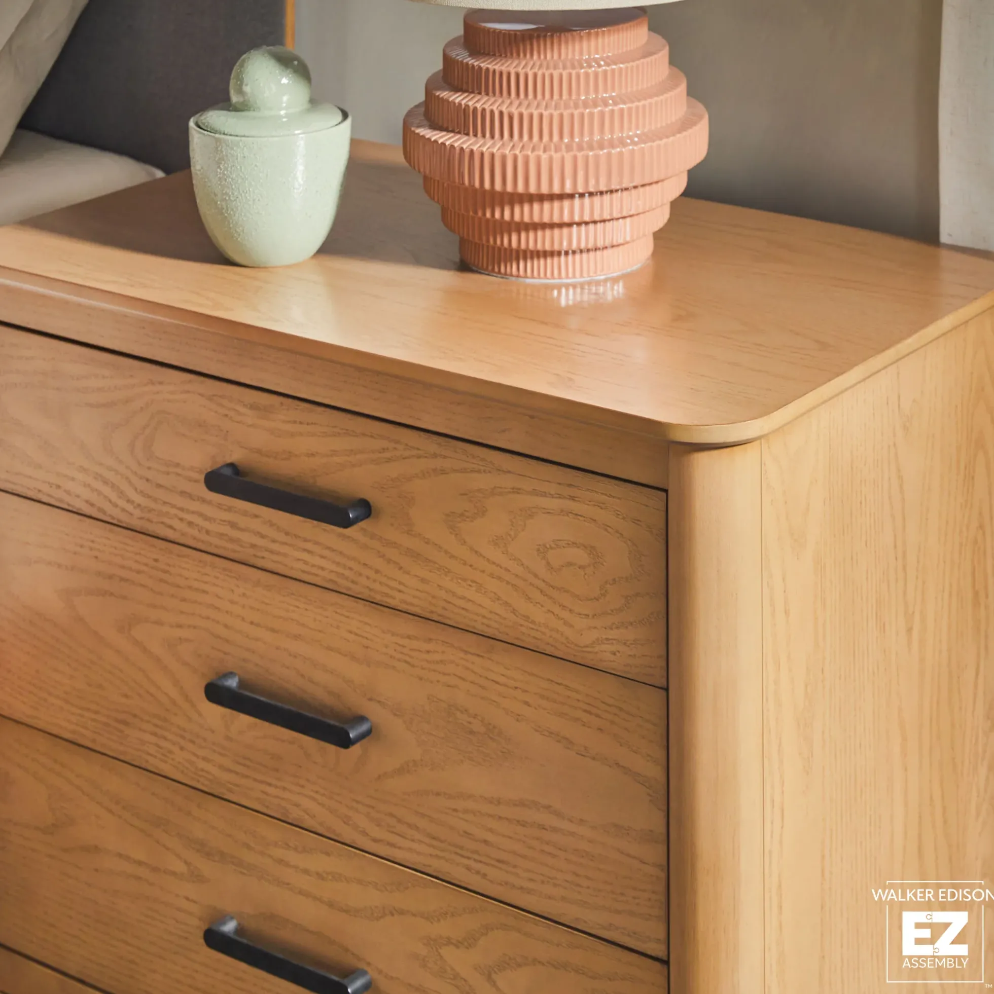 Annette Contemporary 3-Drawer Wood Nightstand