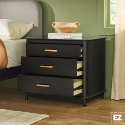 Annette Contemporary 3-Drawer Wood Nightstand