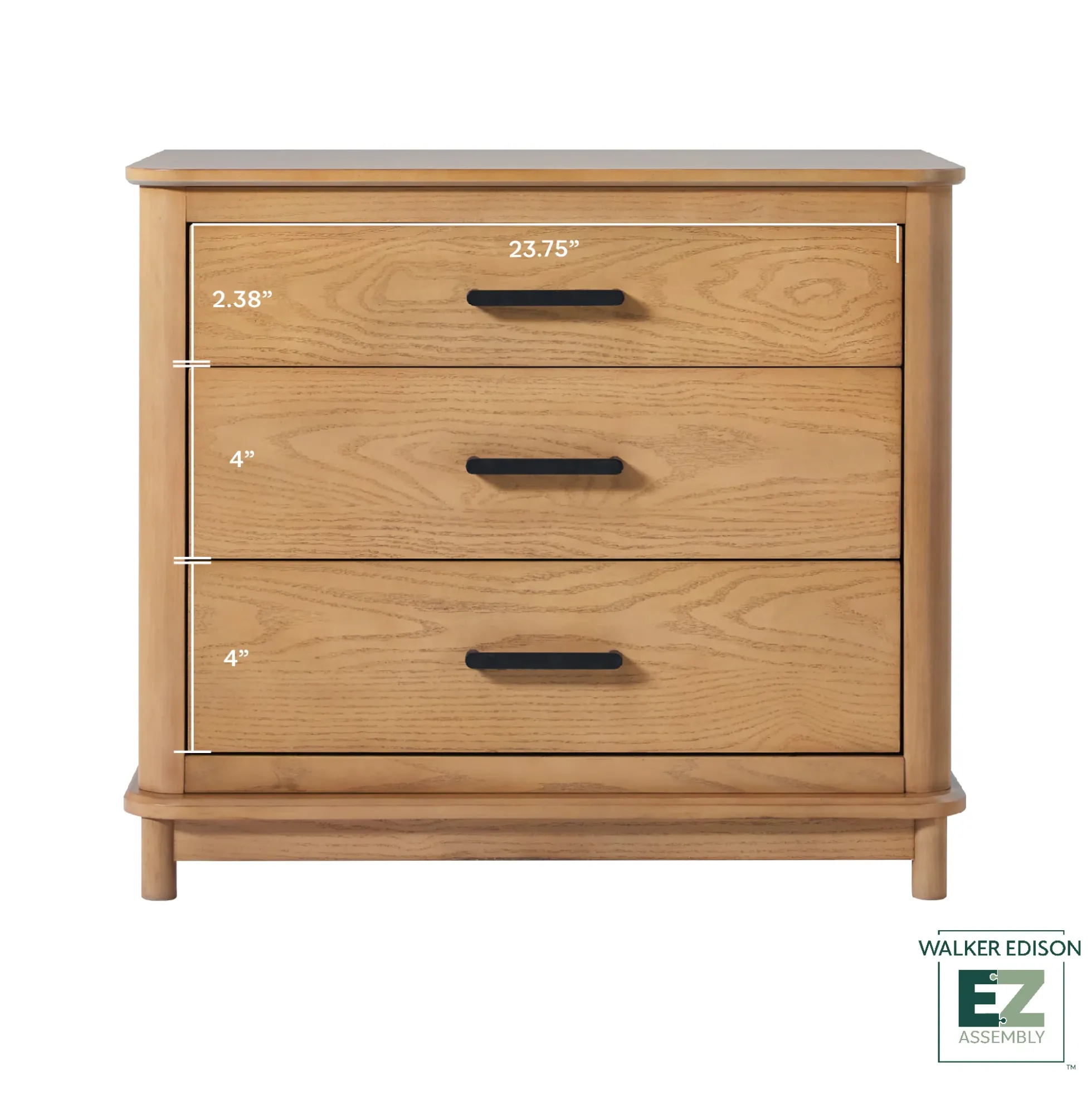 Annette Contemporary 3-Drawer Wood Nightstand